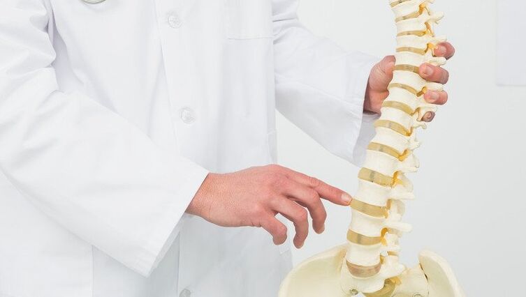 le médecin démontre le processus de développement de l'ostéochondrose